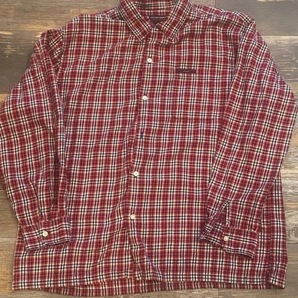 Ralph Lauren Polo Jeans Co Shirt Men Large Red Y2k 2000s Button Up Flannel RL - Picture 1 of 6